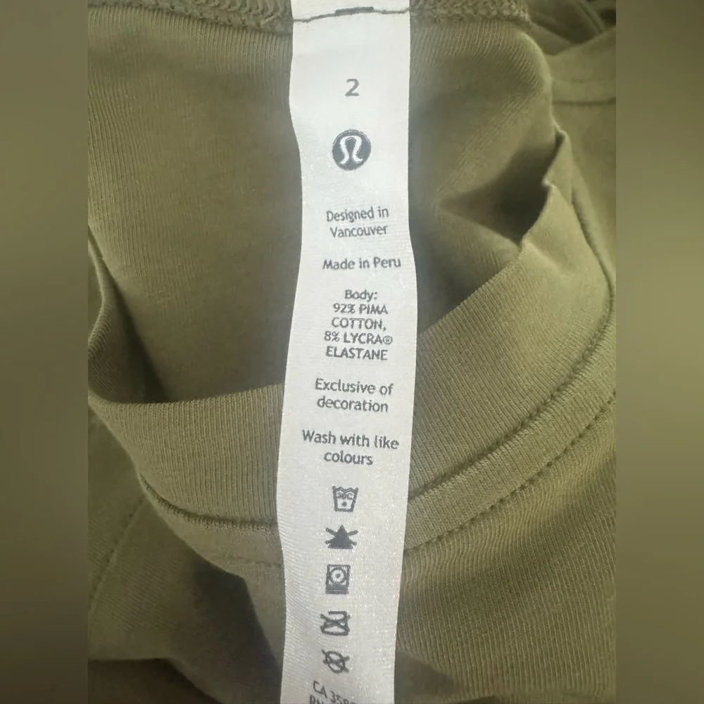 NWT $106 Lululemon Cotton Wrap Front T-Shirt Dress Size 2 Bronze‎ Green